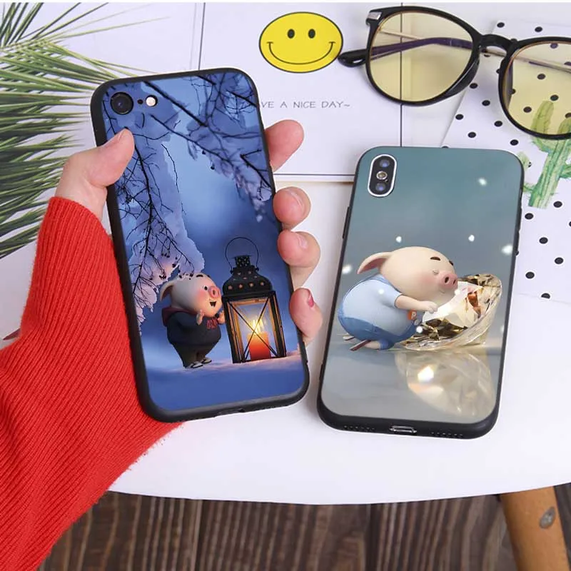 For iPhone X XS MAX XR 7 8 6 6S plus 5S SE Clear Soft Silicone Phone Case funny cute Piggy fart |