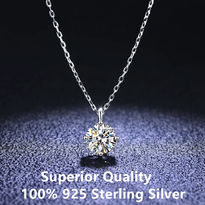

1ct moissanite pingente 6.5mm vvs laboratório diamante colar com certificado para festa de casamento feminino presente real 925