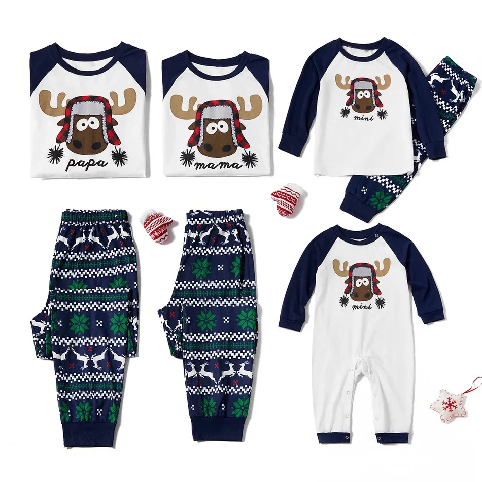 

Christmas Pyjamas Family 2021 New Two Pieces Cute Pajamas Plus Size Sleepwear Cartoon Festival Nightwear Home Santa Deer Kawaii
