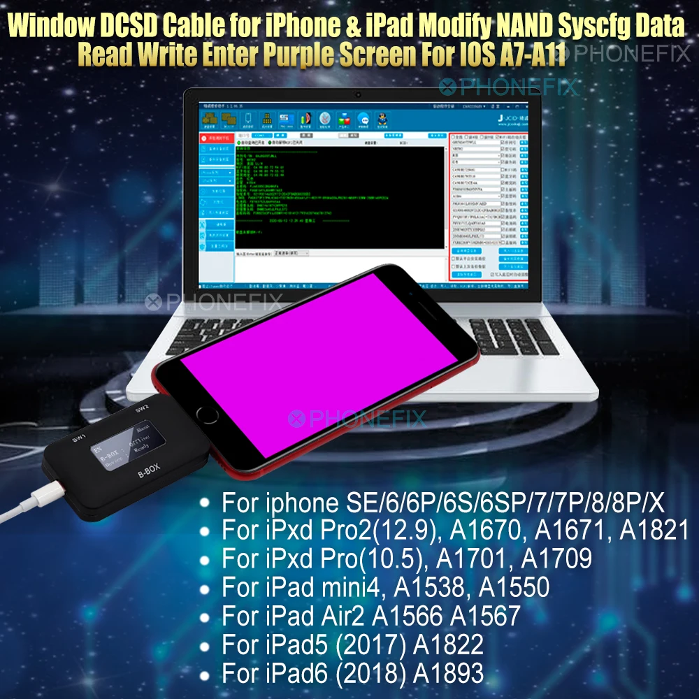Плата JC B BOX C3 DFU с одним ключом к фиолетовому для IOS iPhone и iPad разблокировка Wi Fi