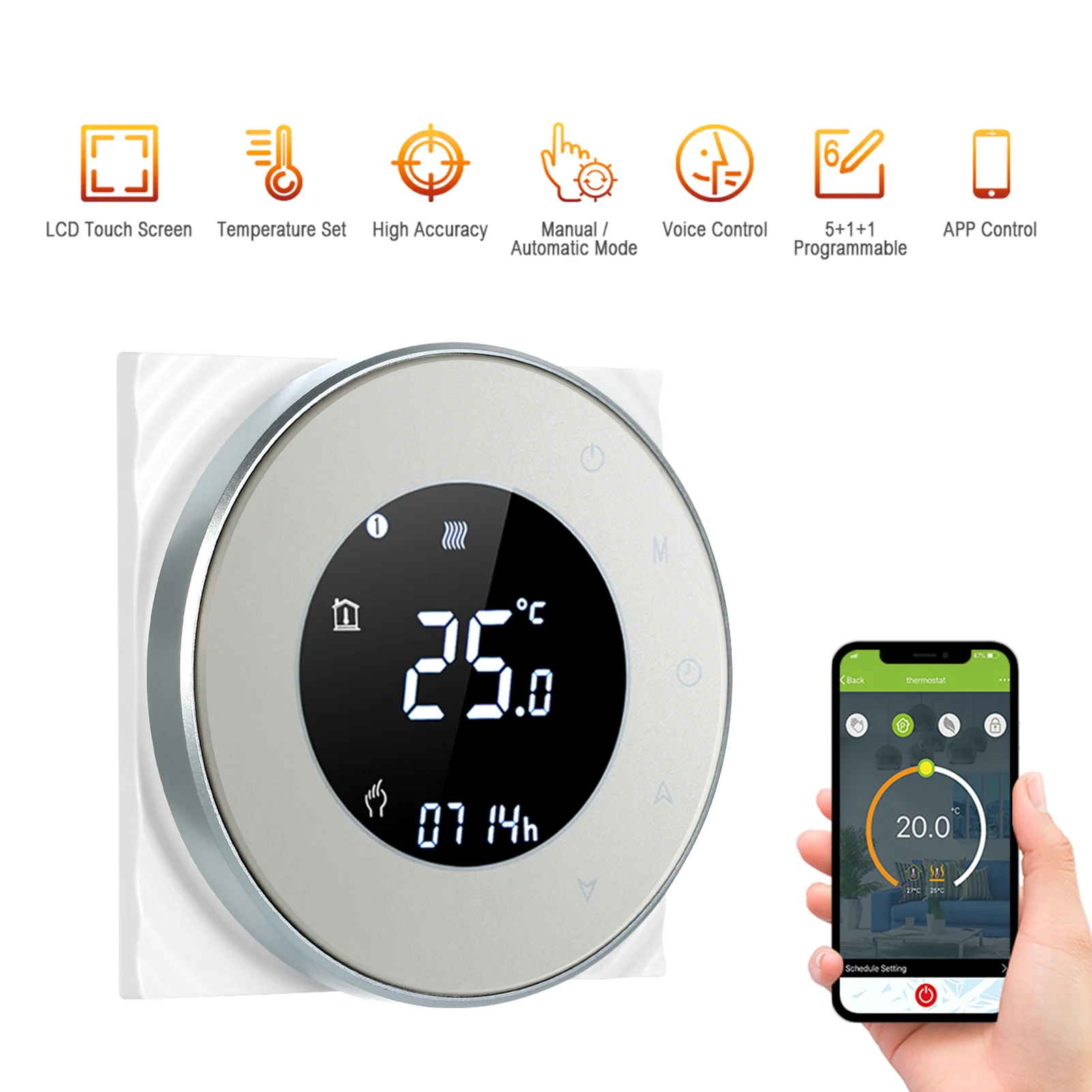 

95-240V WiFi Smart Thermostat Voice APP Control LCD Electric Heating Thermoregulator Compatible with Amazon Echo Google Home