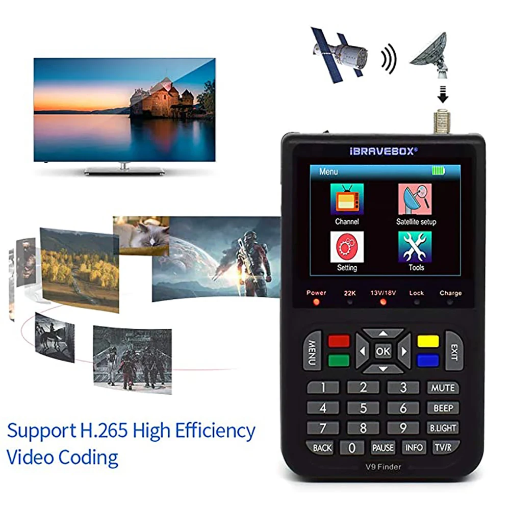 IBRAVEBOX V9 Finder HD спутниковый искатель DVB S2 Цифровой H.265 Full 1080P Встроенный аккумулятор 3000 мАч FTA 3 5 &quotЖК