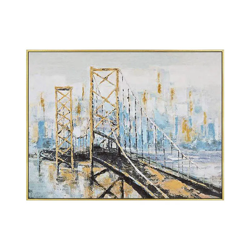 

Gold bridge abstract wall art canvas paintings decoration picture for living room home hallway wall decor acrylic quadro