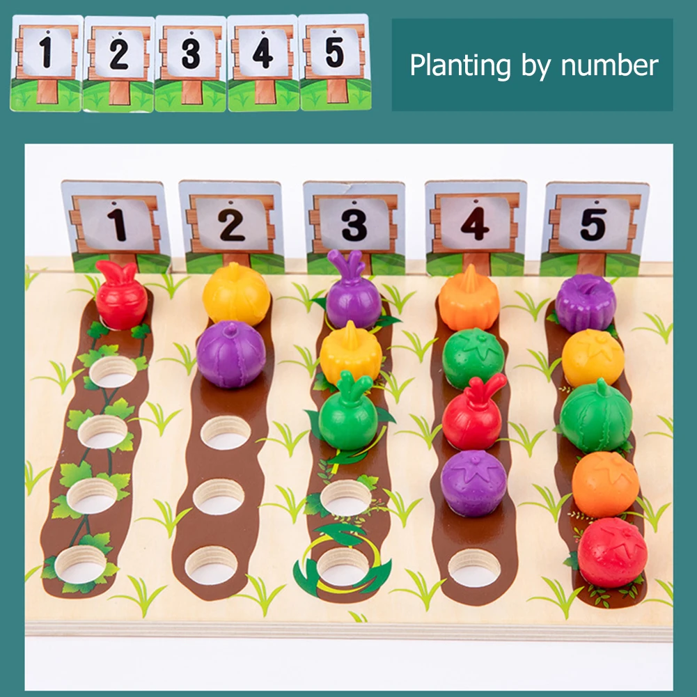 

Baby Wooden Montessori Toy Kids Farm Fruit Vegetables Planting Color Cognitive Set Baby Enlightenment Education Toy