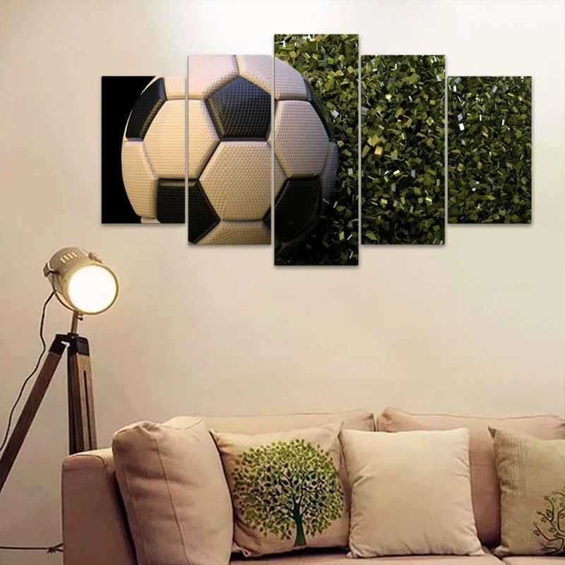 

5 Pieces Unframed Football Art Canvas Prints Wall Pictures Modern Paintings for Living Room Bedroom Home Decorations