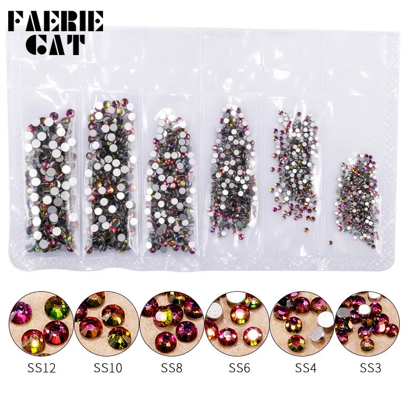 1440pcs радужные розовые золотые блестящие стразы для дизайна ногтей AB Цвет SS3 12