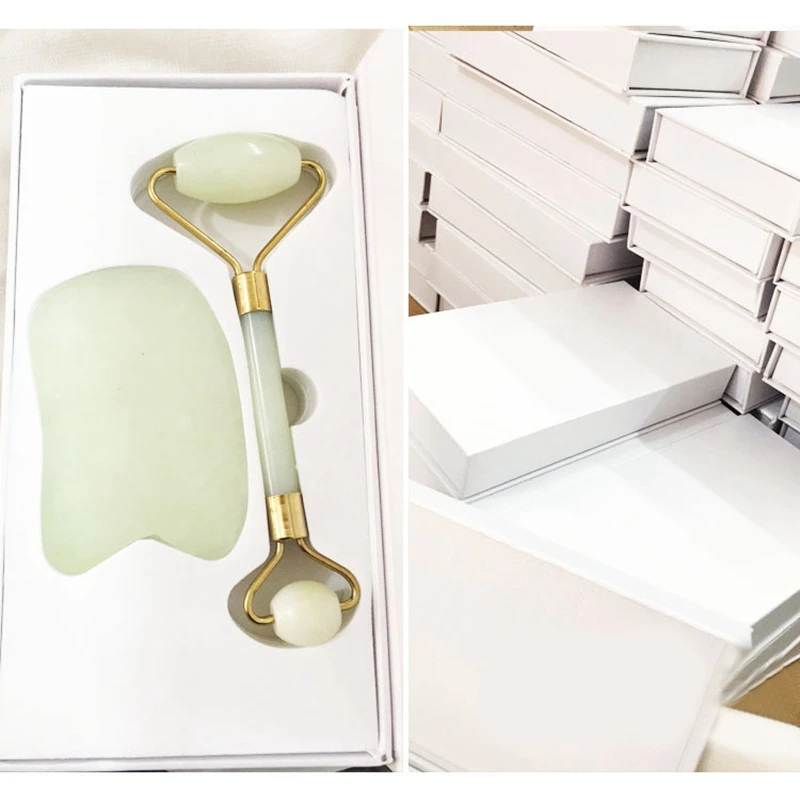 

Jade Roller and Gua Sha Set for Beautiful Skin Detox - Facial Body Eyes Neck Massager Tool with Gift Box
