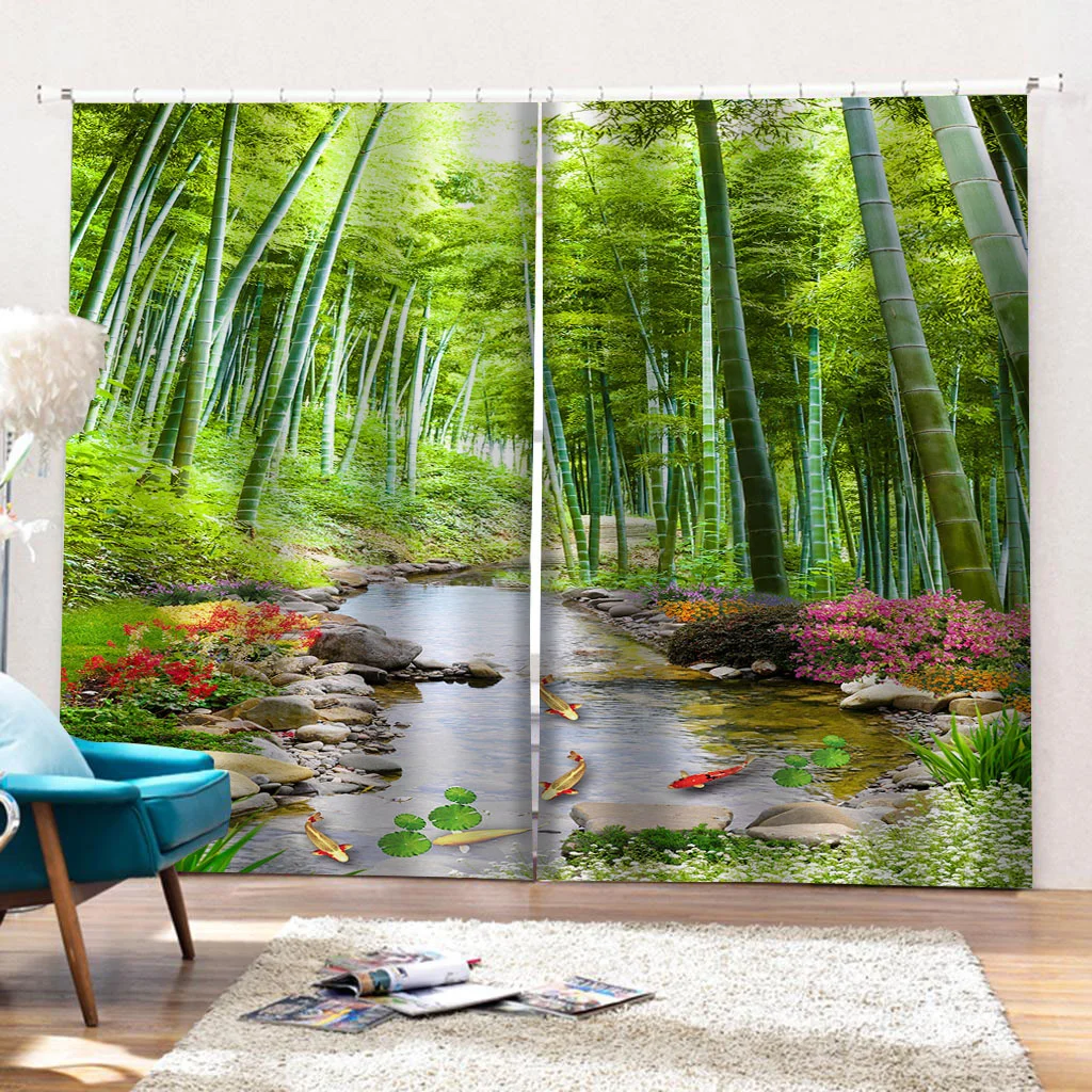 

2021 3D cortinas cocina изготовленный на заказ в спальню "бегущая вода" декорации cortina спальня украшения затемнение, занавес