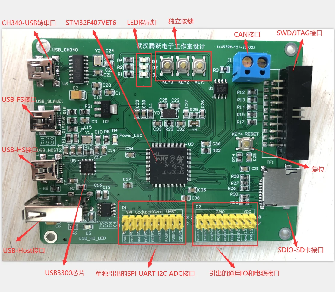 Пользовательская STM F407 USB HS FS Usb3300 высокоскоростная Hid CDC usbhostпечатная плата 48