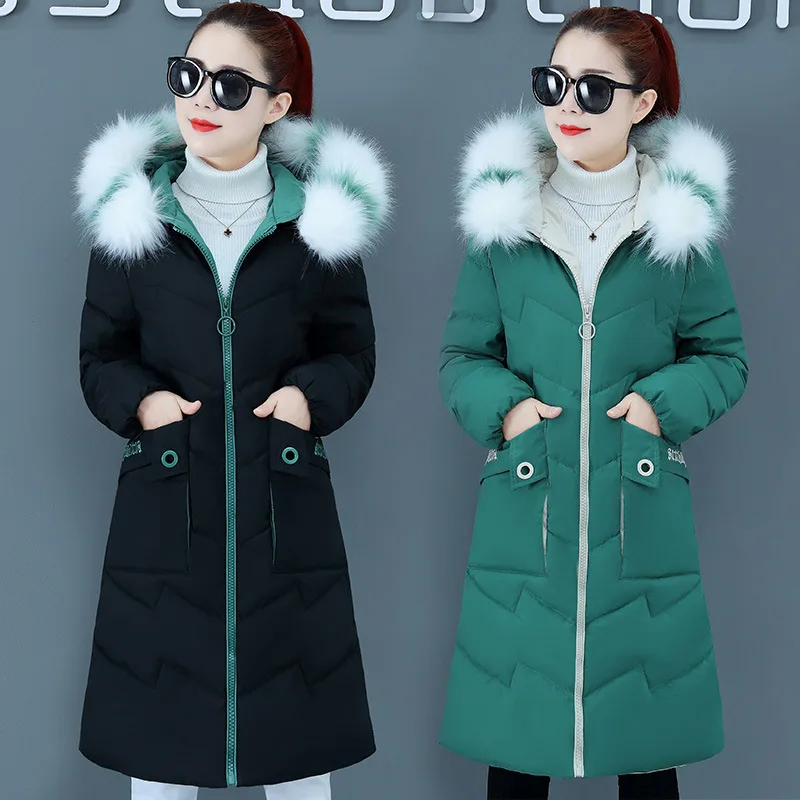 

Mid-Length Cotton-Padded Clothes for Women 2020 Winter New Slim Fit Slimming Big Fur Collar Fashion Casual Jacket
