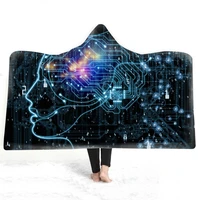 meditating sky skull hooded blanket psychedelic microfiber sherpa blanket wearable blanket blue blanket hoodie