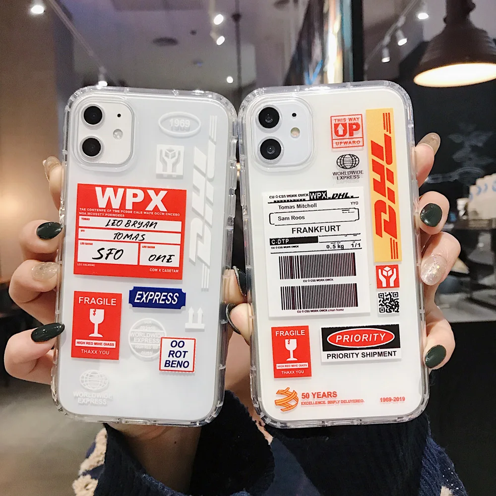 Чехол для Iphone 11 12 Pro Max прозрачный мягкий чехол с ярлыком и штрих кодом X XR XS MAX 7 8 Plus