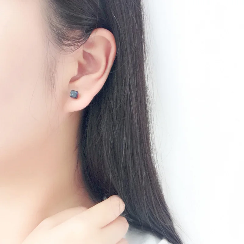 Роскошные черные серьги с цирконием кубической огранки из стерлингового серебра