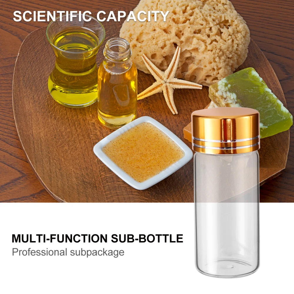 

12PCS Gold Plating Lid Glass Bottles Sealing Cans Transparent Jars Empty Storage Bottles Packaging Holders