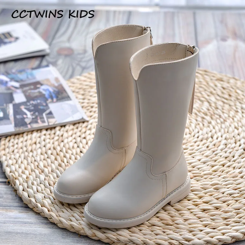Thin Beige CCTWINS/детская обувь; коллекция года; модные зимние сапоги до колена; детские черные теплые сапоги; Брендовая обувь для маленьких девочек; HB028 - Цвет: Thin Beige