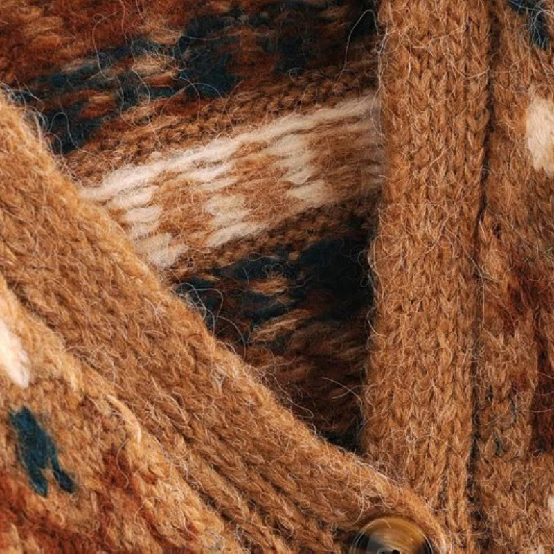 

PUWD Vintage Woman Loose Embroidery V Neck Knitted Cardigan Autumn Fashion Ladies Patchwork Sweaters Female Oversized Knitwear