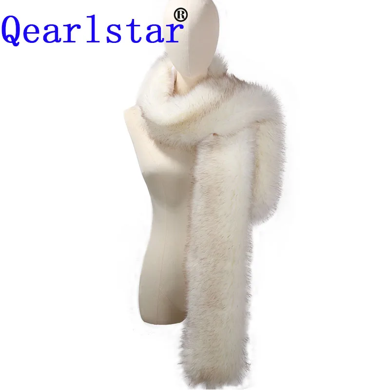 Qearlstar длинный воротник из искусственного меха шарф женская зимняя накидка енота