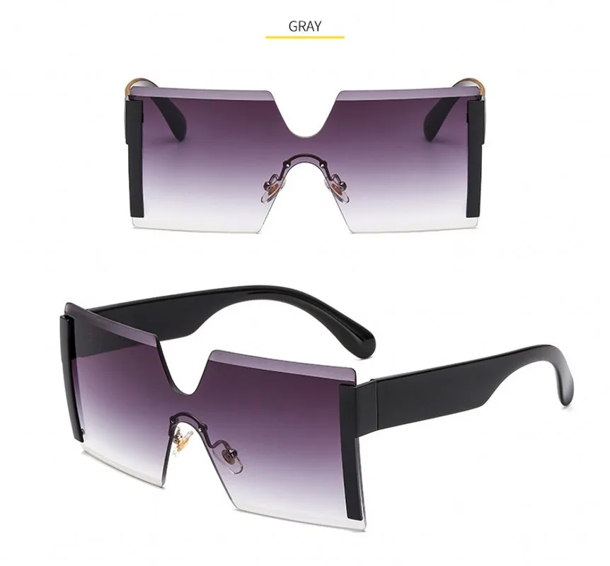 

JASPEER Gradient Rimless Sunglasses Men Women One-piece Glasses Male Driving Goggle Sun Glasses UV400 Eyewear