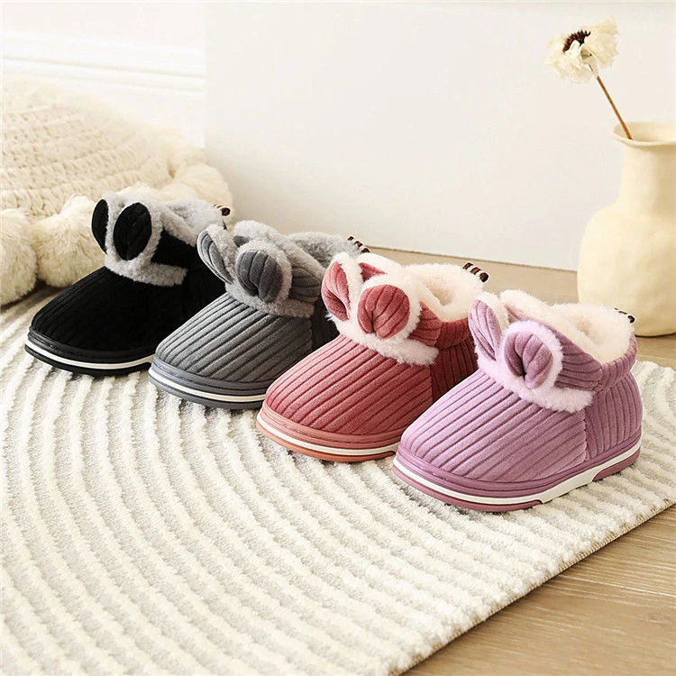 

Winter Children's Home Cotton Slippers Boys Girls Princess Bag Heel Soft Sole Thickened Lovely Non Slip Warm Cotton Shoes