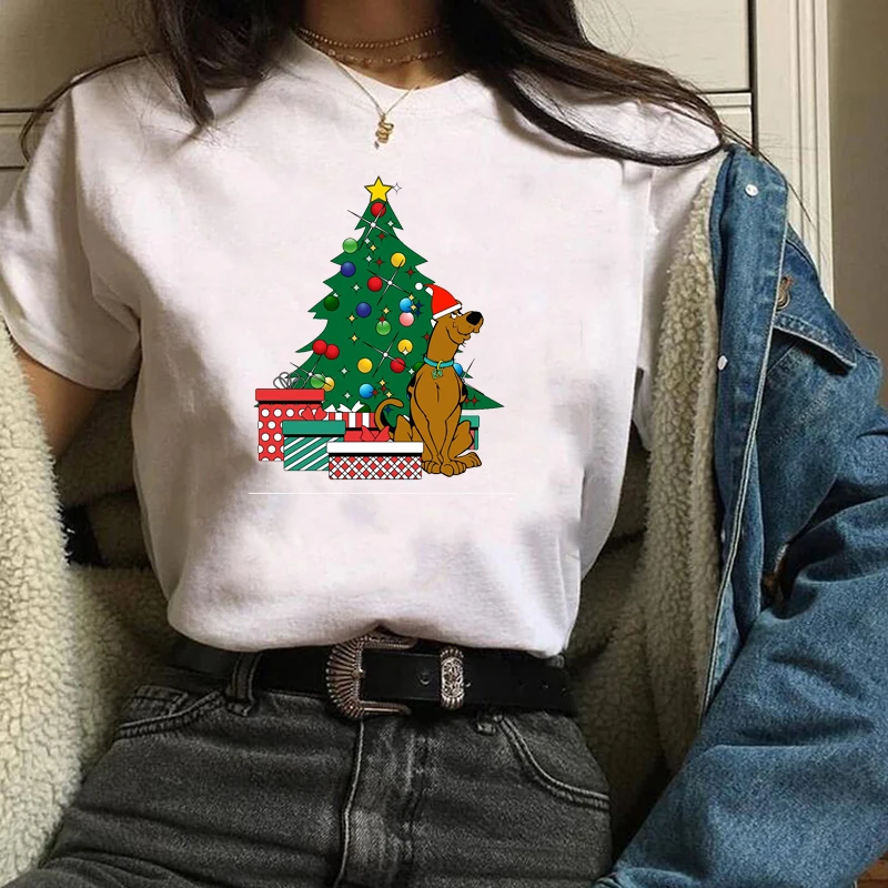 Женская модная Новогодняя одежда с принтом Merry Christmas женская футболка Kawaii футболка Camisas панк женские футболки