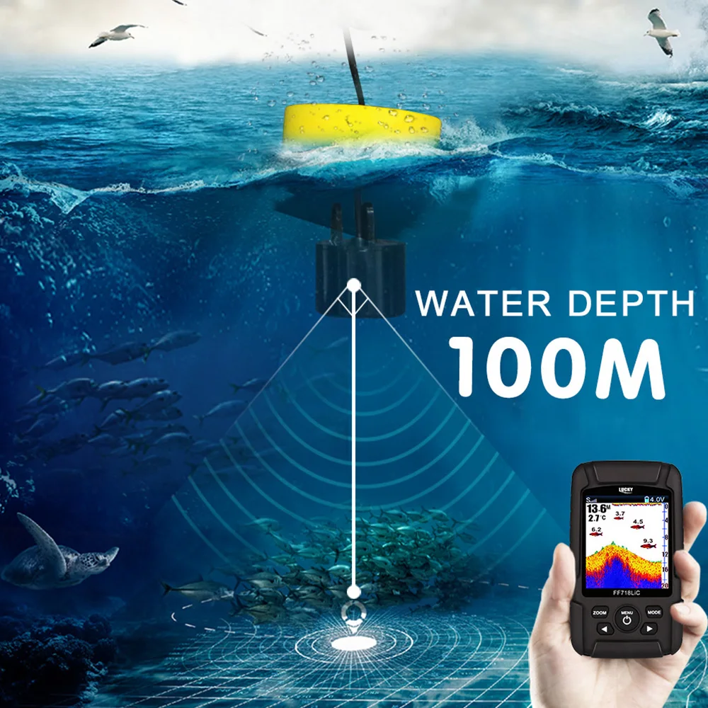 

LUCKY Portable Fish Finder Monitor 2 In 1 200KHz/83KHz Dual Sonar Frequency 328ft/100m Detection Depth Echo Sound Fishing Camera