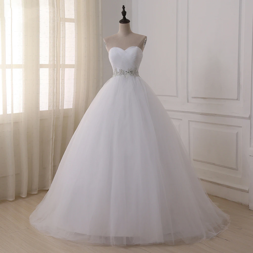 ADLN Stock Ball Gown Wedding Dresses 2017 Sweetheart Sweep Train Lace Applique Corset Bride Gowns Vestidos De Novia|vestidos de novia|gown