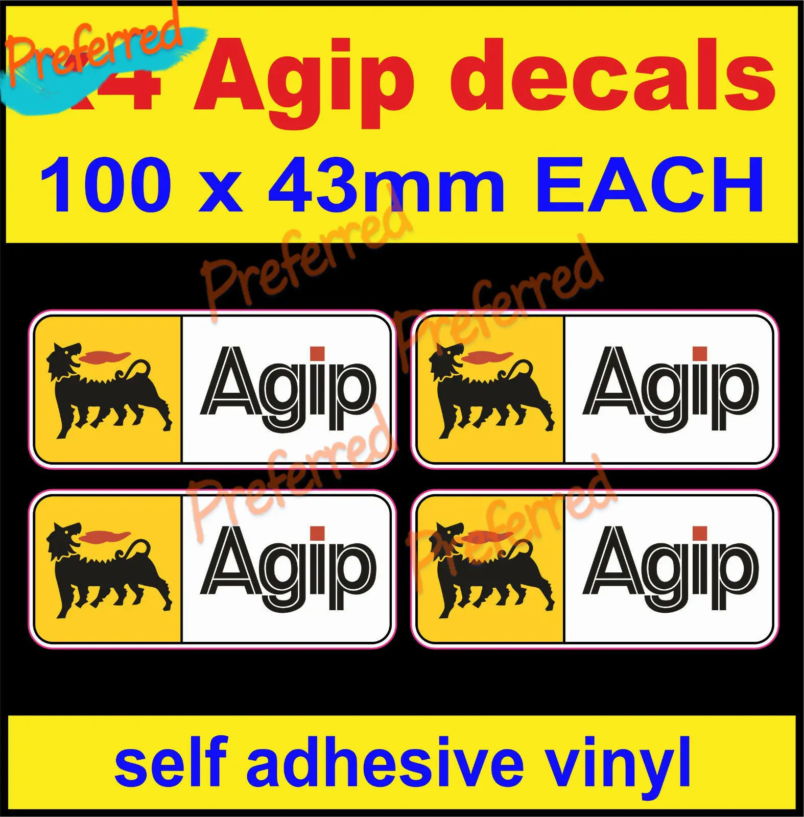 

4 Agip Oil Sponsor Stickers for Rally Race Bike Toolbox Decals Car Van Bus Truck Gp Vinyl Cover Waterproof PVC Sticker Decal