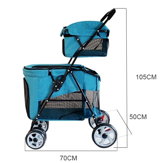 Рекламная два слоя Портативный складной собака/кошка коляски/переноска Тележка