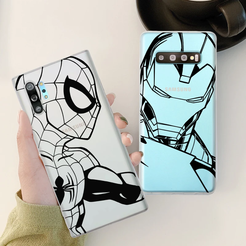 Мягкий чехол с изображением Человека-паука Железного человека для Samsung Galaxy Note 10 8 9