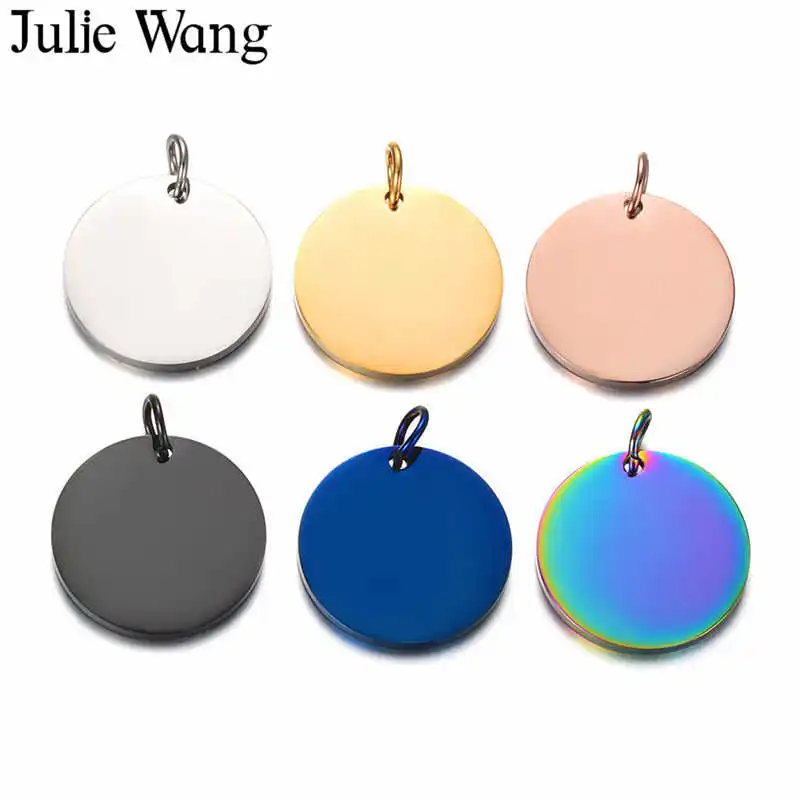 Julie Wang 3 шт. 22 мм Круглые Пустые Подвески с логотипом маленькие полированные из