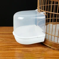 1pc bird bath basin pet bird plastic water bath box parrot hanging water basin cage bathtub bird food bowl supplies