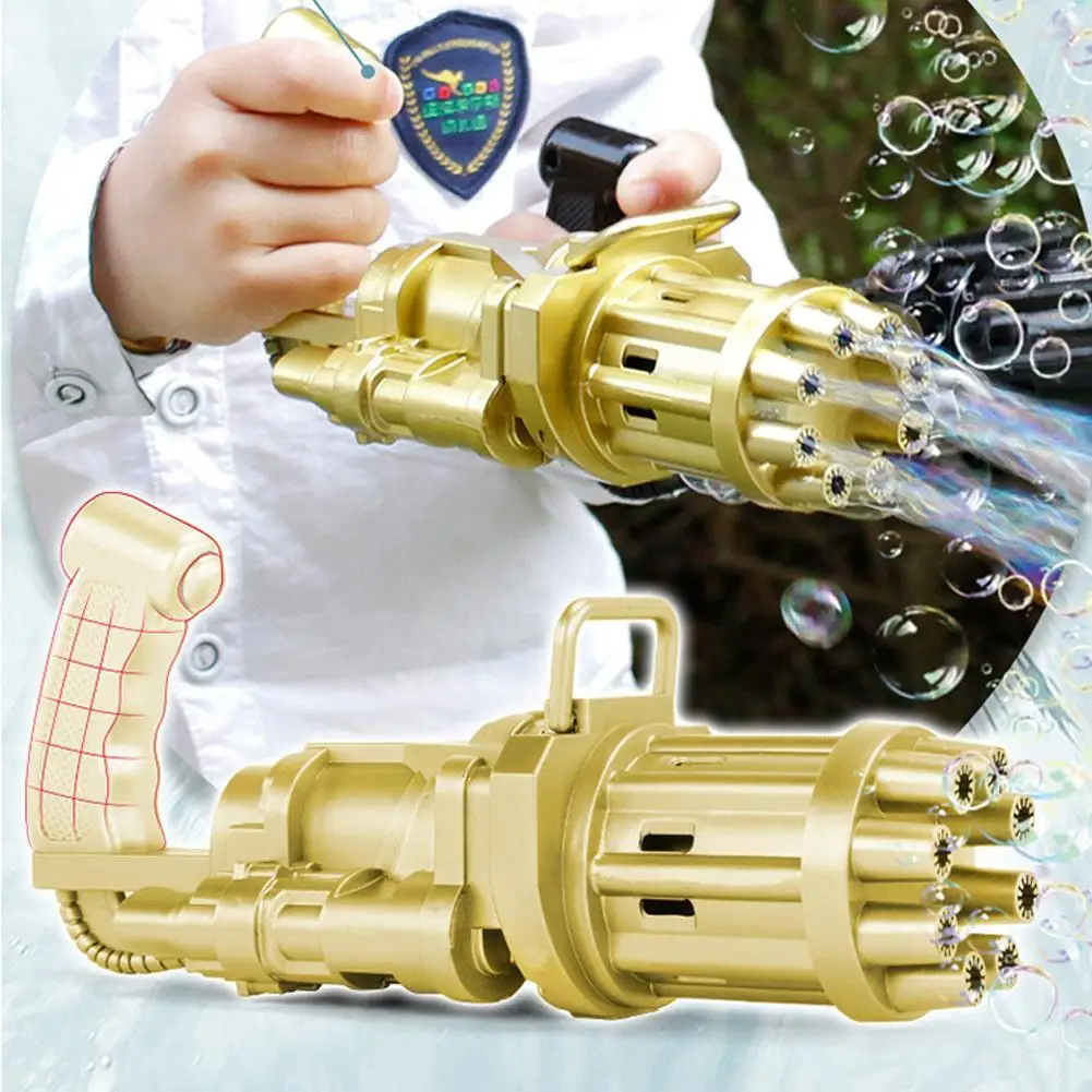 

New Kids Gatling Bubble Toys Summer Automatic Soap Water Bubble Machine For Children Toddlers Indoor Outdoor Wedding Bubble