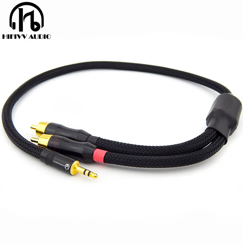 Hi Fi кабель 3 5 мм в rca разъем AUX аудиосигнал линейный штекер преобразование двух RCA