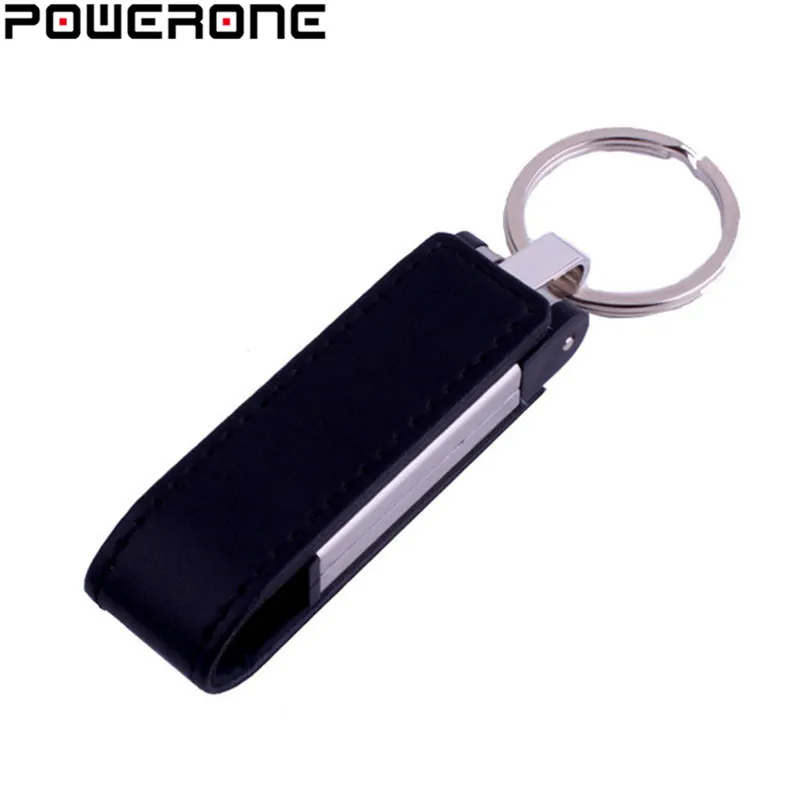 POWERONE оптовая продажа 3 цвета металлический кожаный брелок флеш-накопитель usb 64 ГБ