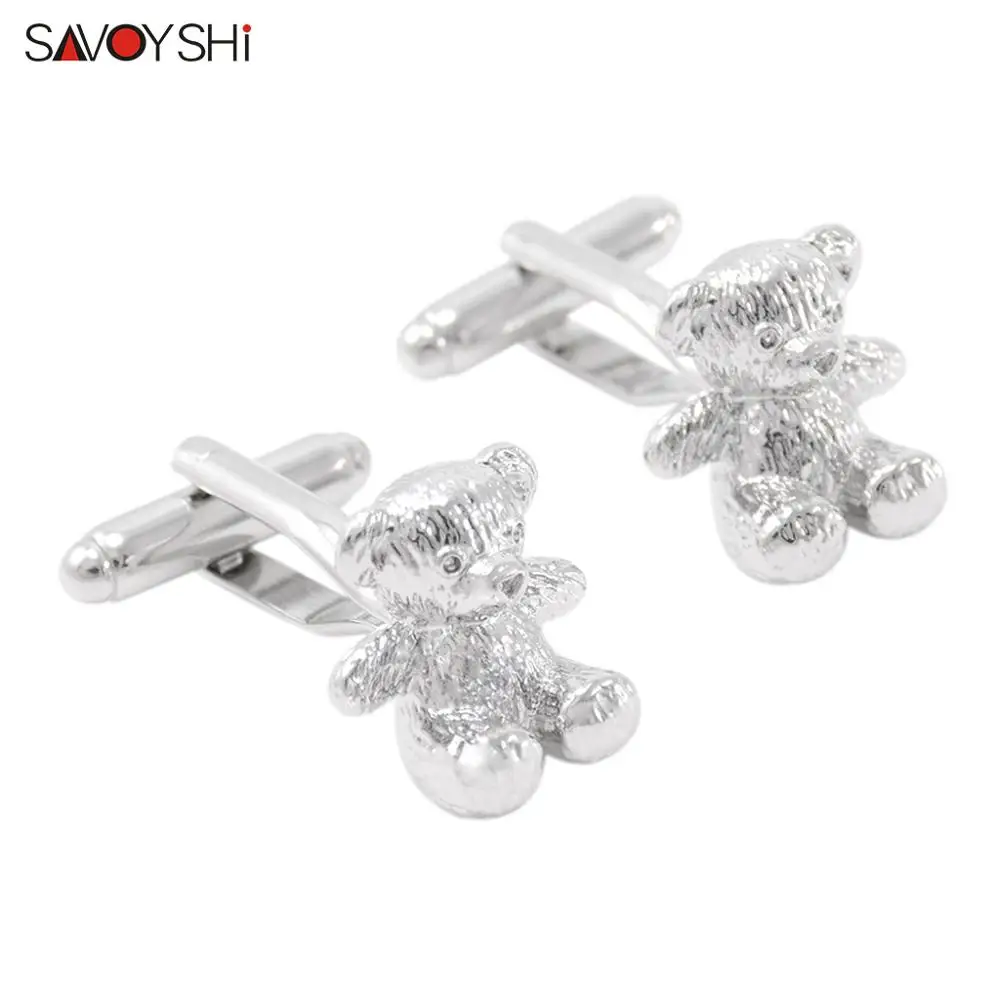 Запонки SAVOYSHI в виде мишки тедди для мужчин высококачественные металлические