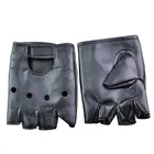 Перчатки унисекс без пальцев, однотонные черные из искусственной кожи, для вождения, в стиле панк, для мужчин и женщин, 1 пара