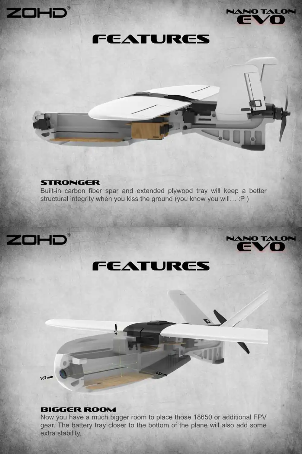 ZOHD Talon EVO 860 мм размах крыльев AIO V-Tail EPP FPV крыло RC самолет PNP/С FPV готов