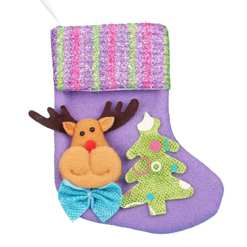 Рождественские чулки Санта-Клаус тканевые носки подарок для детей мешок конфет