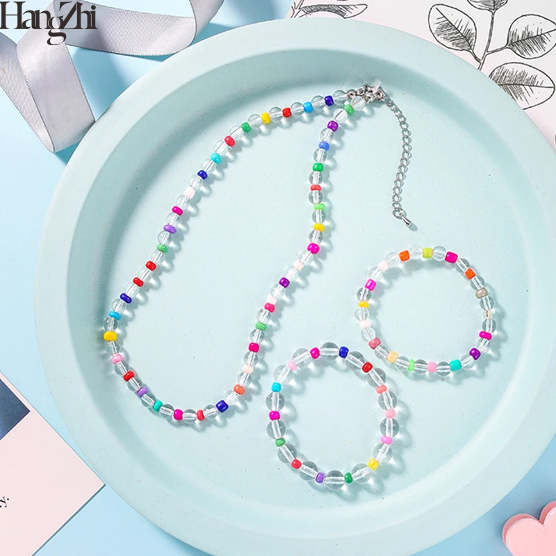 Новинка 2020 корейские красочные прозрачные акриловые хрустальные бусы чокер