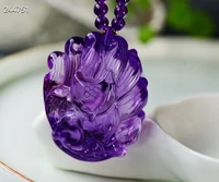 genuine natural purple amethyst quartz 9 tails fox pendant 423423 2mm women men amethyst fox necklace jewelry aaaaa