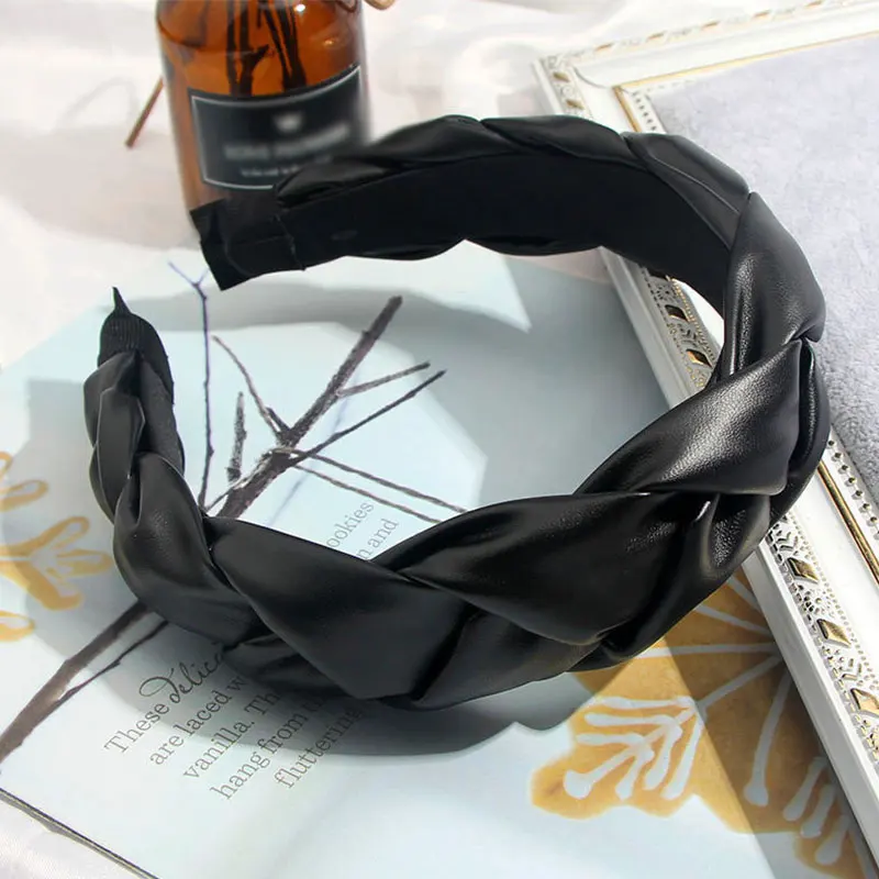 Женские плетеные ободки Fioday из искусственной кожи широкий ободок для волос