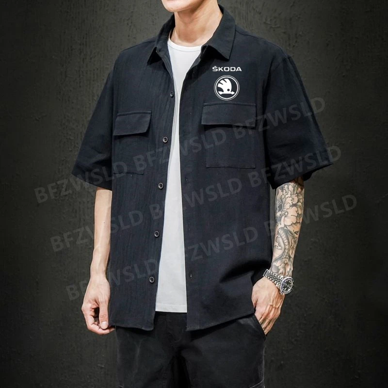 

New Motorcycle Men's polo shirt summer short sleeve for skoda Tshirts High Quality Sports jerseys Top Tees Turn-down Collar ch