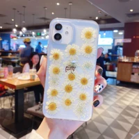 luxury simple chrysanthemum true flower specimens design phone cover for iphone 11 12 13 pro max 7 8p xs xr wome phone gel cases
