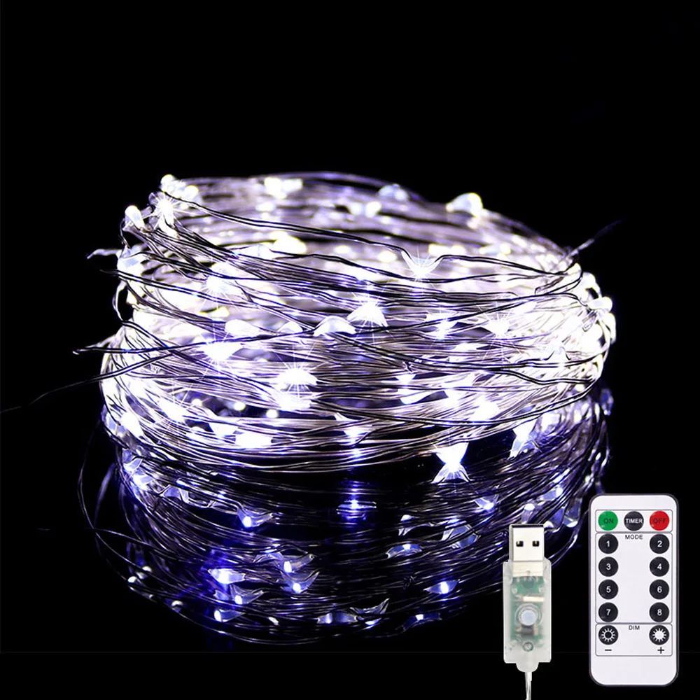 Светодиодная гирлянда с USB разноцветная новогодняя медная проволока для