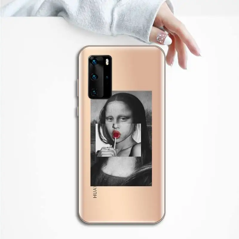 

Art Aesthetic David Mona Lisa Phone Case Transparent for Huawei P honor 8 10i 20 30 40 smart 2019