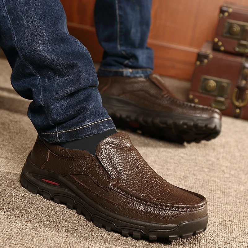 Мужская обувь из натуральной кожи Модные итальянские кожаные мужские лоферы