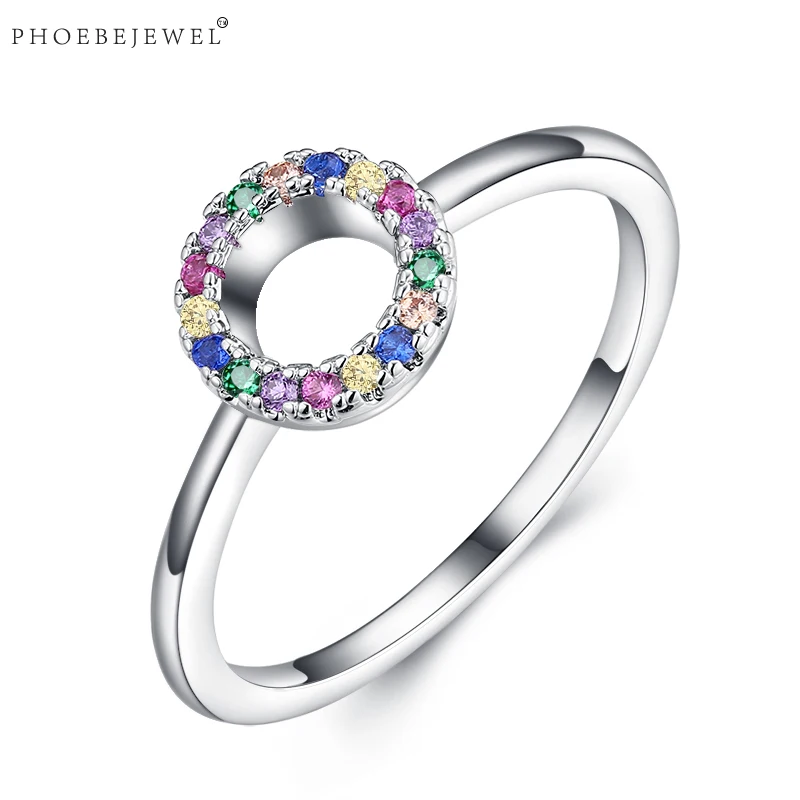 Женское серебряное кольцо PHOEBEJEWEL обручальные кольца с разноцветными Фианитами