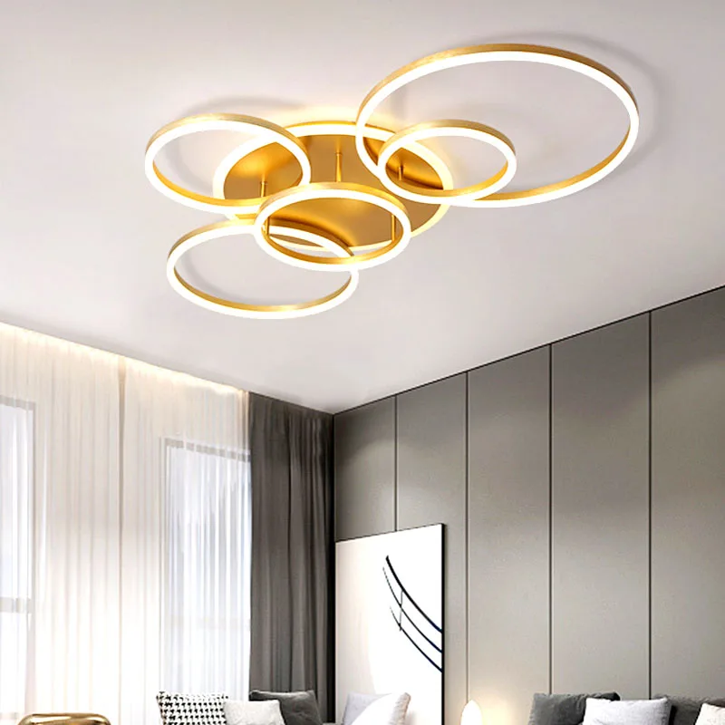 

Modern living room round LED ceiling lamp golden bedroom chandelier restaurant lamp hotel lighting factory direct sales