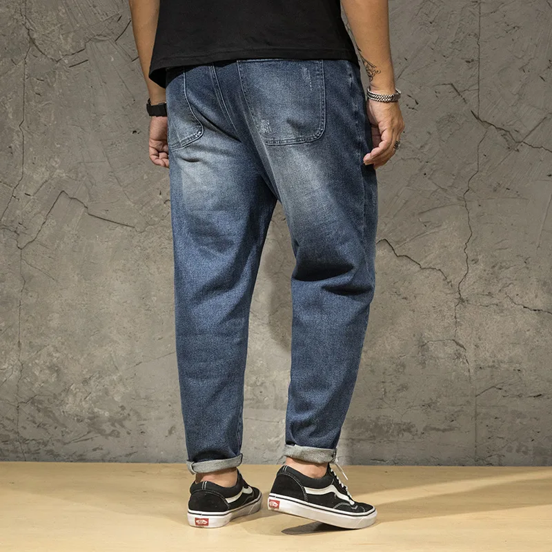 

Men's Straight Fit Jeans Fashion Streetwear Plus Size Blue Loose Denim Pencil Pants Men Hip Hop Long Trousers Spring Autumn