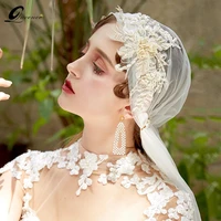 bride wedding accessories mariage floral yarn bridal veils casamento mariage voile handmade hat shape lace veil